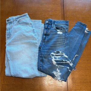 American Eagle Outfitters Light Blue and Distressed Blue Jeans